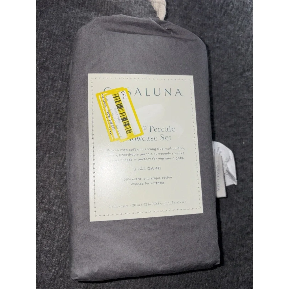 Casaluna Pillowcase Set Supima Percale Standard Cotton Dark Gray